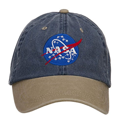 MG:e4Hats, NASA Insignia Embroidered Washed Two Tone Cap - Navy Khaki (fitting up to XL)