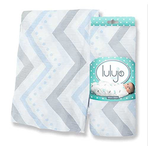 Bamboo Muslin Swaddling Blanket 47"x47" - Blue Chevron