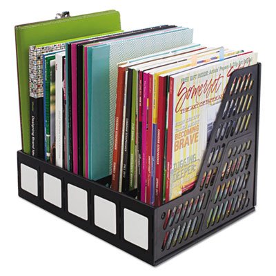 Magazine and Literature File, 5 Compartments, Black