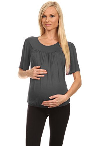 Paige Pleated Nursing Top - Charcoal, X-Large