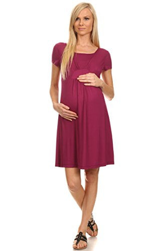 Eliza Short Sleeves Nursing Dress - Berry, Small