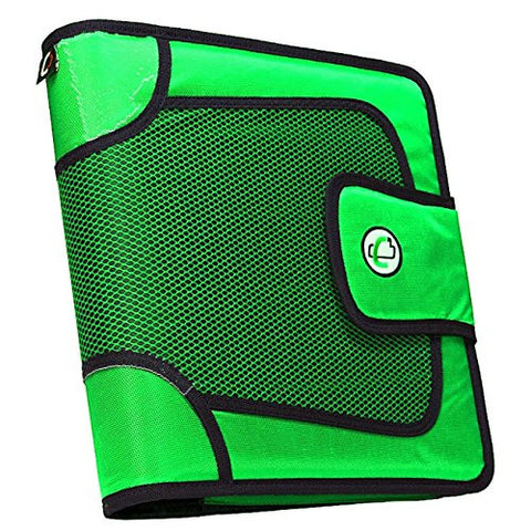 Case-it Open Tab Velcro Closure 2-Inch Binder with Tab File, Neon Green
