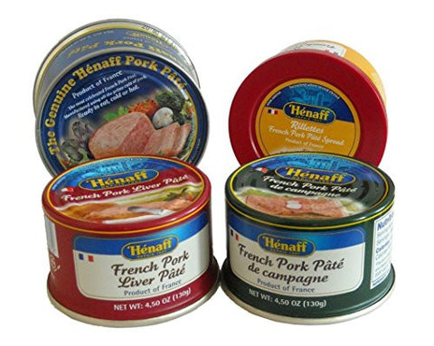 Henaff French Pork Countryside Paté, 4.5oz And French Pork Pate Liver Henaff, 4.5oz And French Brittany Hénaff Pork Rillettes, 127g And French Brittany Hénaff Pâté, 5.4oz
