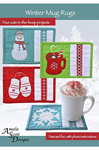 Winter Mug Rugs with CD, 4 designs