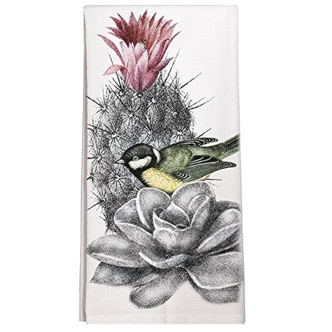 Bird and Cactus Cotton Flour Sack Dish Towel