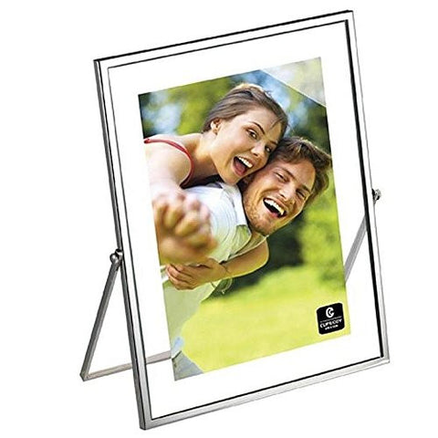 Metal Silver Plated Floating Frame w/ Stand, 5’’ x 7’’