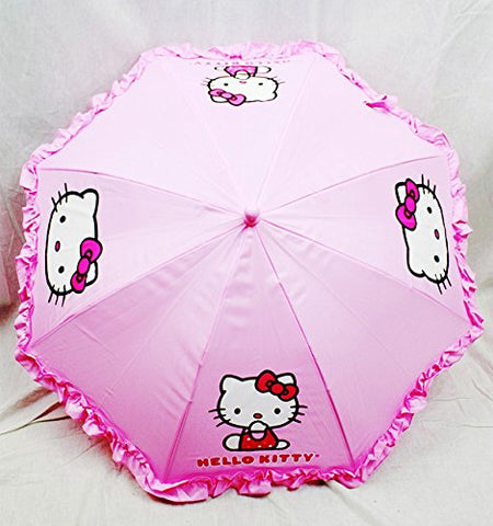 Sanrio Hello Kitty Ruffle Umbrella Pink, Size 21" Closed/31.5" Open