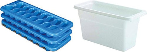 Set of Three Stacking/Nesting Ice Cube Trays and Ice Cube Bin