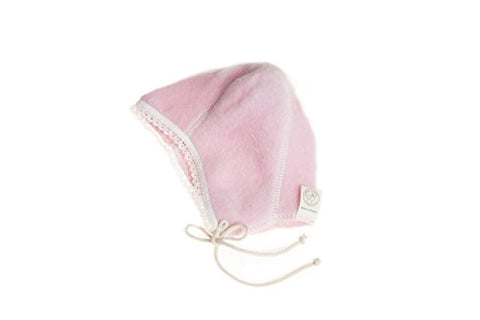 Lanacare Baby Cap In Organic Merino Wool With Lace - Soft pink, 50 (0-3 Months)