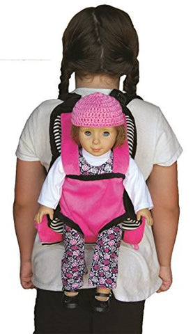 Child's Backpack with 18" Doll Carrier & Sleeping Bag - Black, White & Pink