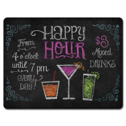 Happy Hour Large Glass Cutting Board, 15" x 11.5" x .25"