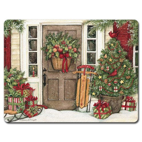 Home For Christmas Large Glass Cutting Board, 15" x 11.5" x .25"