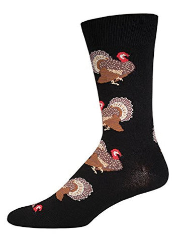 Mens Novelty Crew Socks "Turkeys" - Black