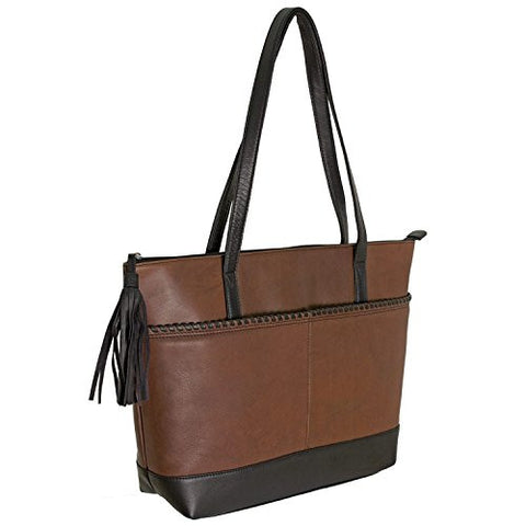 Top Zip Whipstitch Tote, Toffee/ Black