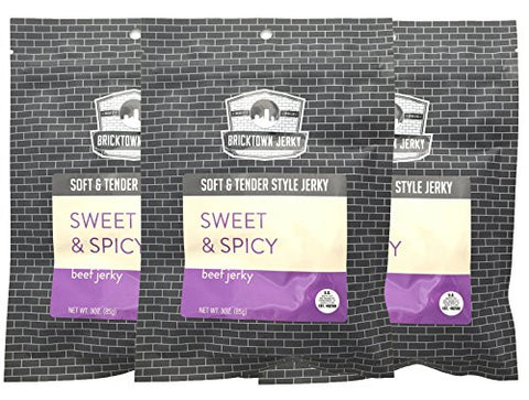 Bricktown Jerky- Sweet and Spicy Soft and Tender Beef Jerky 3oz.