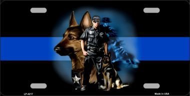 THIN BLUE LINE POLICE K-9 WHOLESALE METAL NOVELTY LICENSE PLATE LP-4217