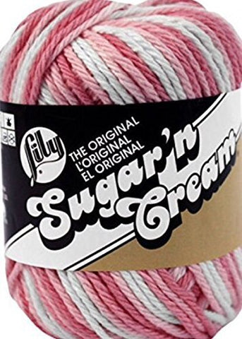 Lily Sugar'n Cream Yarn - Ombre Strawberry 95 Yards 2 OZ
