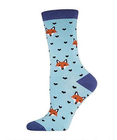 Women's Bamboo Fox Lover Socks, Cloud Blue