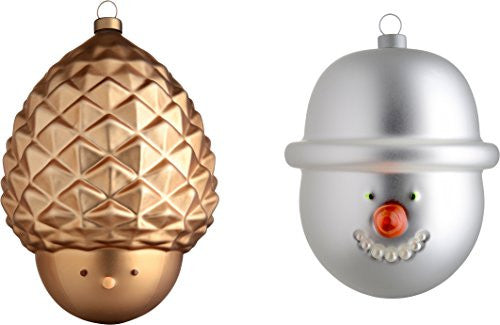 Set of two Christmas baubles in blown glass, 2¼ in.