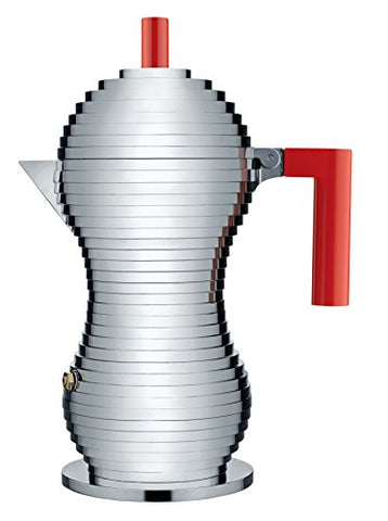 Espresso Coffee Maker in Aluminium Casting, Handle and knob in PA, Red, 10 ½ oz.