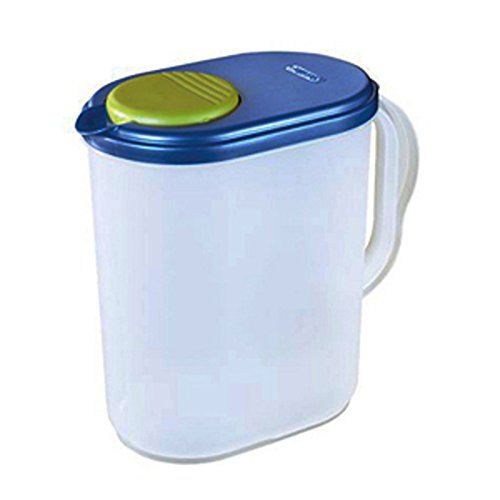 1 Gal. Pitcher, Blue Sky Lid W/lime Tab & Clear Base, 8 5/8" L X 5 1/8" W X 9 1/8" H