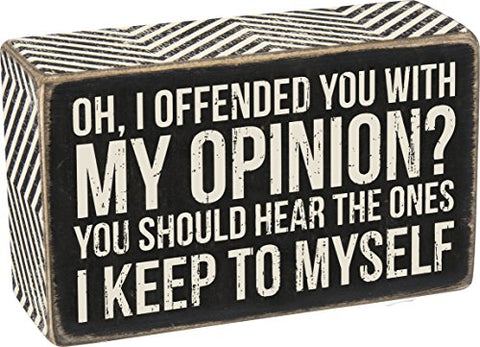 Box Sign - My Opinion, 5" x 3" (Paper, Wood)