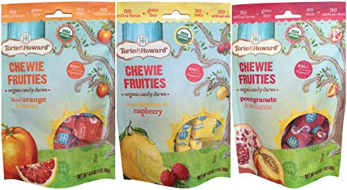 Fruit Chew Candy, Blood Orange and Honey, Lemon and Raspberry, Pomegranate and Nectarine, 4 oz