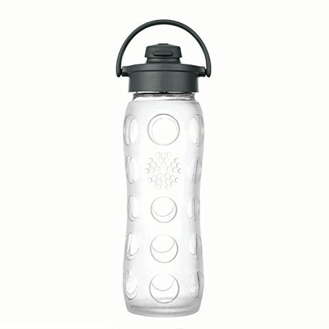 Glass Bottle with Flip Cap and Silicone Sleeve (clear) 22oz