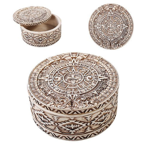 Aztec Round Box Figurine