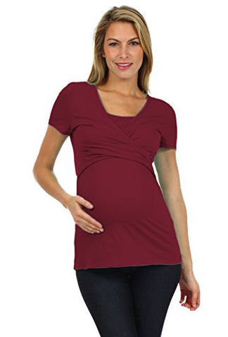 Julia Crossover Twist Nursing Top - Burgundy, Small