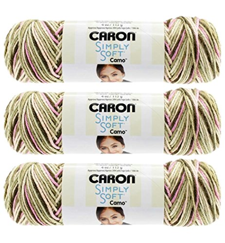 Caron Simply Soft Camo Yarn Pink Camo 204 Yards 4 OZ