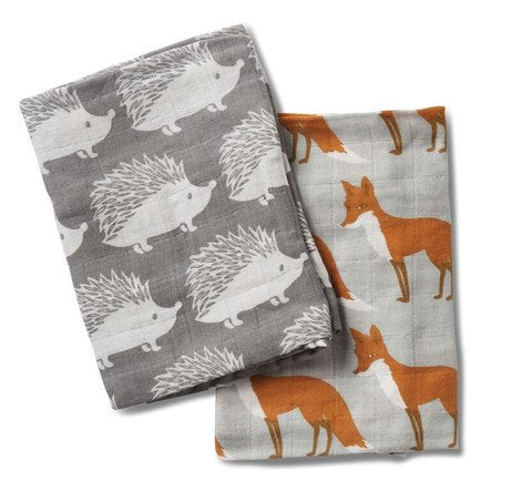 Organic Burpies 23" x 23", Hedgehog Fox Mix