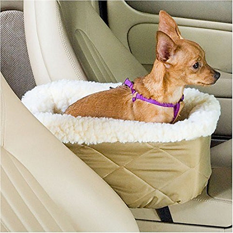 Snoozer Console Pet Car Seat (Cream Fur)  Large-  Black