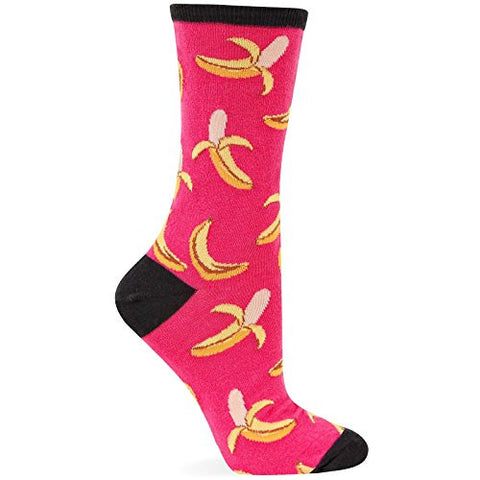 Bananas Sock, Hot Pink, Women's Shoe Size 4-10.5