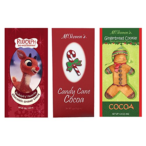 Christmas Packets Candy Cane Cocoa, 1.25 Oz and Christmas Packets Gingerbread Cocoa, 1.25 Oz and Christmas Packets Rudolph's Favorite Chocolate Cocoa, 1.25 Oz