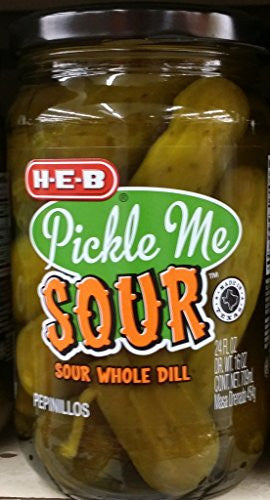 H-E-B Pickle Me Sour Whole Dill Pickles 24 Oz Jar