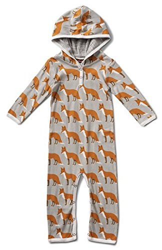 Hooded Romper, Orange Fox- 3-6M