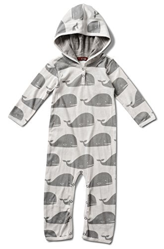 Hooded Romper, Grey Whale- 6-12M