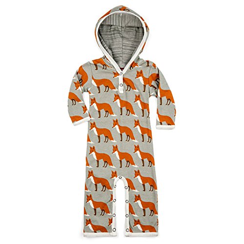 Hooded Romper, Orange Fox- 6-12M