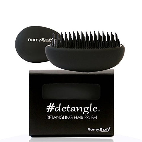 RemySoft Detangling Hair Brush - #detangle (Fade to Black) - Professional Compact Detangler for Adults and Kids - A must have for Hair Extensions and all hair types