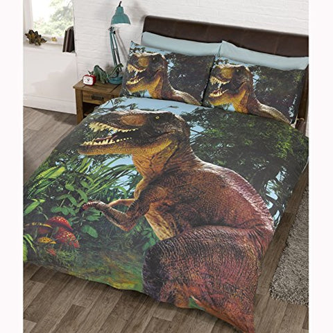 Jurassic T-Rex Panel Double Duvet Cover Set -  200cm x 200cm Pillowcase size: 50cm x 75cm