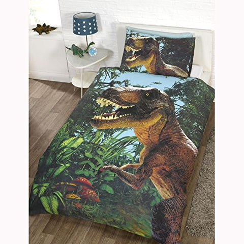 Jurassic T-Rex Panel Single Duvet Cover Set - 135cm x 200cm, Pillowcase size: 50cm x 75cm