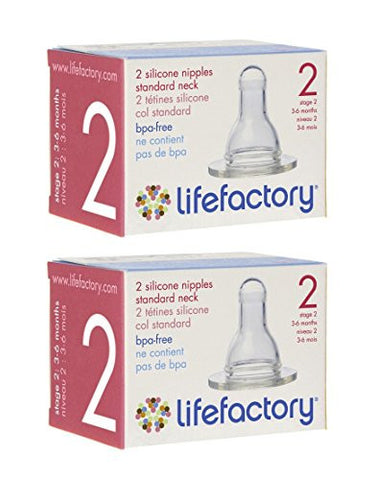 Lifefactory Stage 2 Nipples (3-6 month) Bundle - 3 Items: Three, 2 Pack Nipples