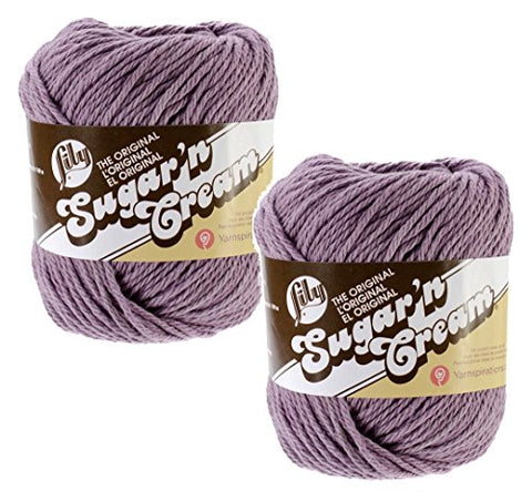 Lily Sugar'n Cream Solid Yarn Lilac 120 Yards 2.5 OZ