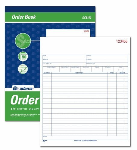 Adams Sales Order Book, Carbonless, 2-Part, 50 Sets/Book