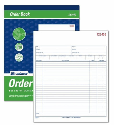Adams Sales Order Book, Carbonless, 2-Part, 50 Sets/Book