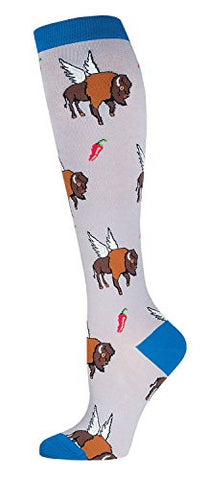 Womens Knee High Socks "Buffalo Wings" - Gray