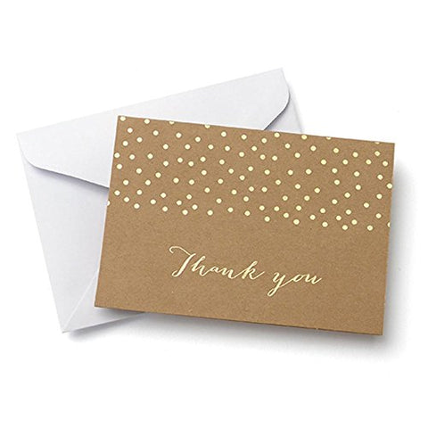 Gartner Studios Gold Foil Dots On Kraft Wedding Thank You Cards, 40 ct.