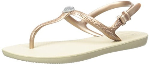 Havaianas Kids Freedom Sandal Flip Flop with Backstrap (Toddler/Little Kid), Sand Grey/Rose Gold/Silver, 23-24 BR(9 M US Toddler)