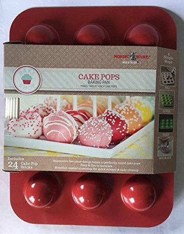Cake Pops Baking Pan with 24 sticks, Asst Colors (Red)